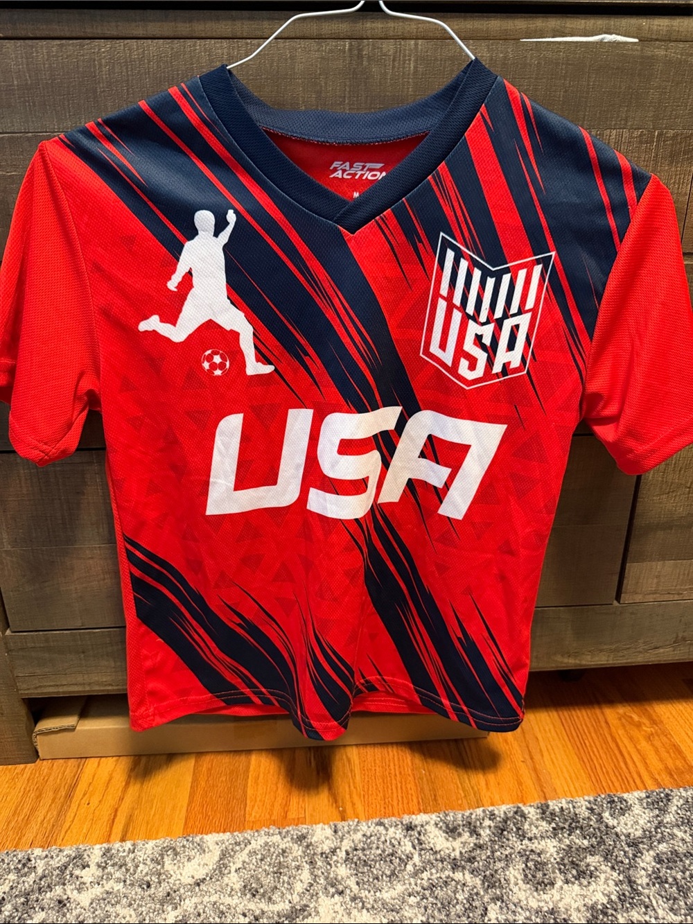 USA Red & Navy Kids Soccer Jersey -